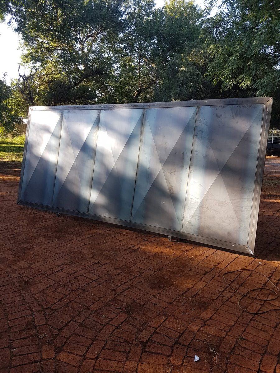 Galvanised steel sliding gate panel ready for installation